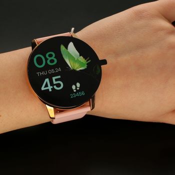 Smartwatch Damski R3- Rose Gold Różowe Krokomierz  Powiadomienia Monitoring snu Ciśnienie (5).jpg